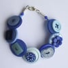 Dark blue and light blue button bracelet