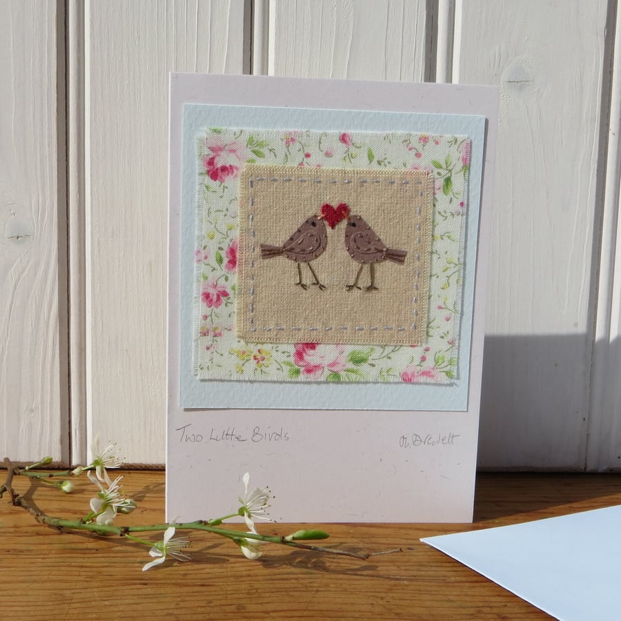 Two Little Birds hand-stitched miniature, Engagement, Wedding,Anniversary....