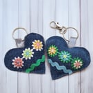 Reclaimed Denim Pocket Hug, Bag Charm – Detachable Keychain (Free Postage)