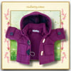 Plum Duffle Coat with a Tartan Lined Hood