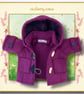 Plum Duffle Coat with a Tartan Lined Hood