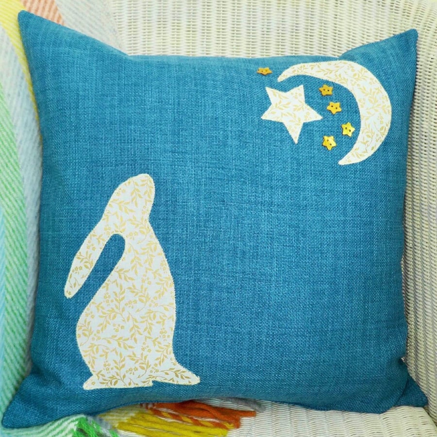 Appliqué Cushion: Moon Gazing Hare