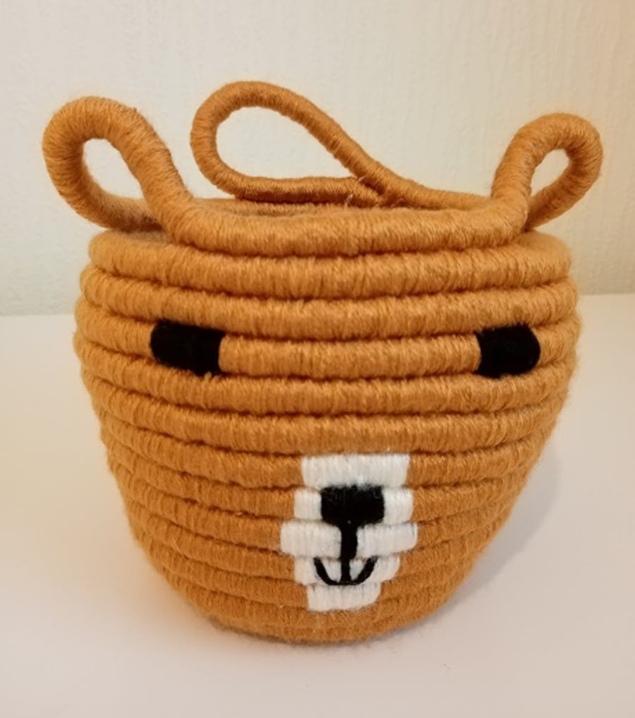 Teddy Bear, Coiled Rope, Storage Basket