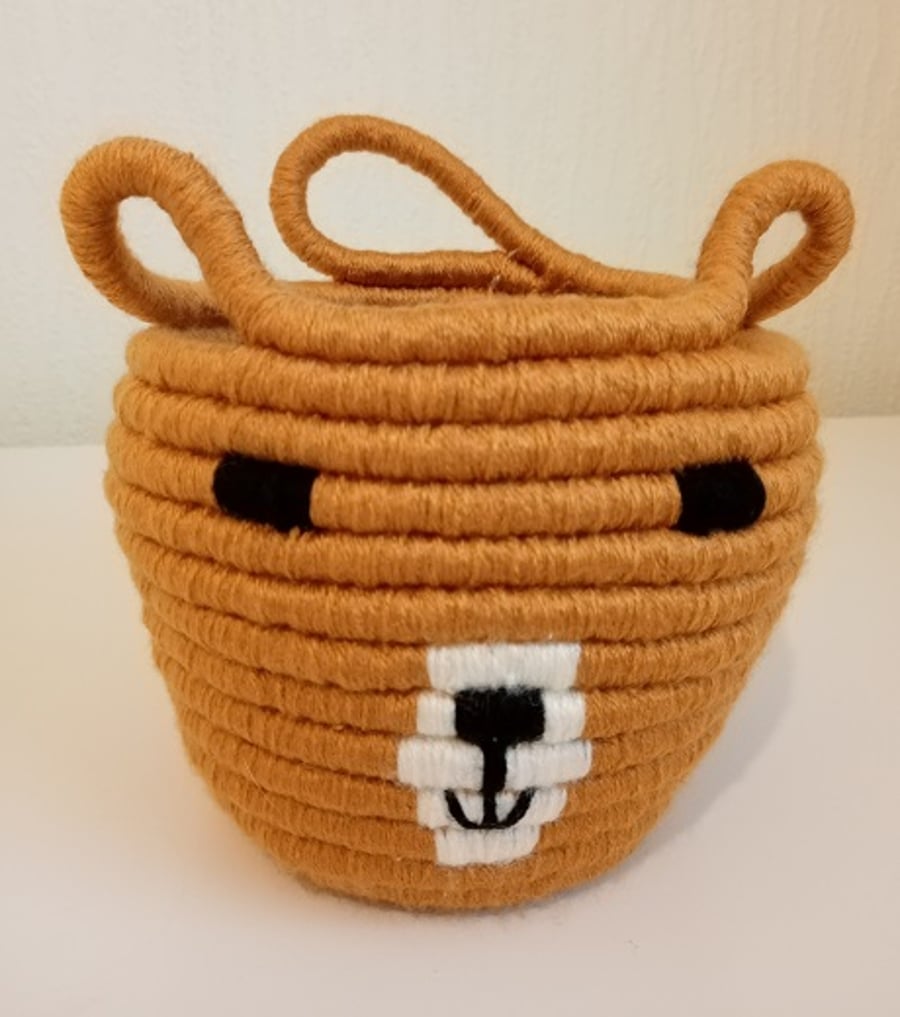 Teddy Bear, Coiled Rope, Storage Basket Folksy