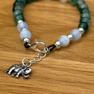 Beaded gemstone bracelet with elephant charm 
