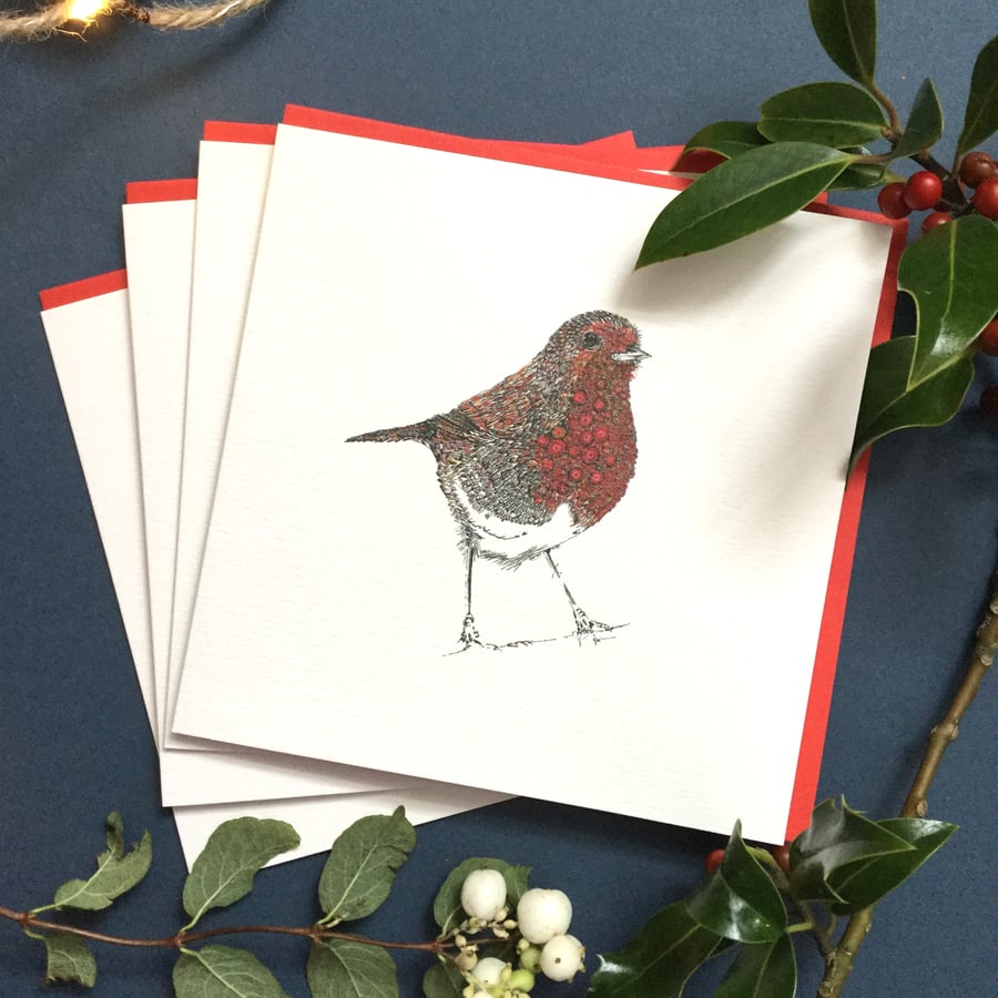 Christmas Robin Red Breast   6 card pack 