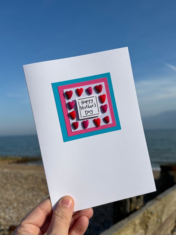 Pink and Red Hearts Happy Mother’s Day Card