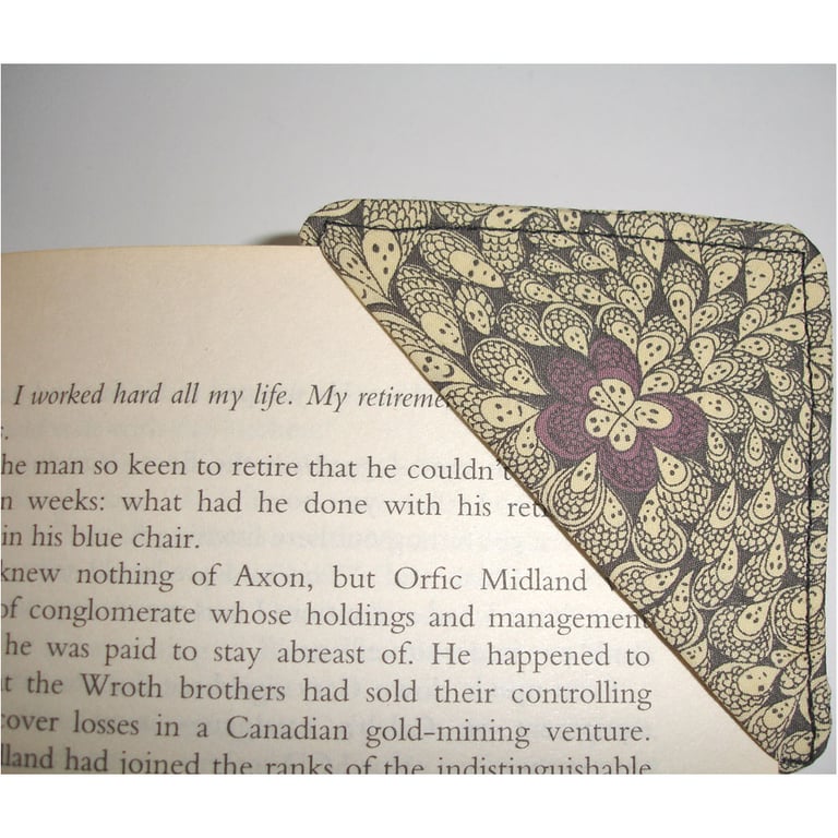 Grayson Perry Liberty Fabric Bookmark Corner Page Keeper Purple Black