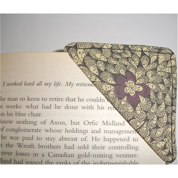 Grayson Perry Liberty Fabric Bookmark Corner Page Keeper Purple Black