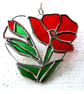 Poppy Heart Suncatcher Stained Glass Flower  - Image 2