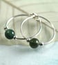 Silver Gem Hoops with Moss Agate Beads - Image 7