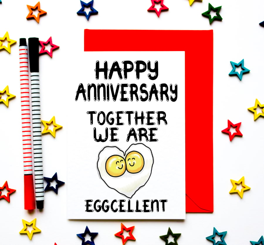  Cute Eggs Happy Anniversary Card For Husband, Wife, Him, Her, years anniversary