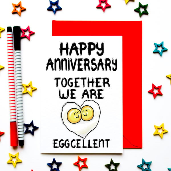  Cute Eggs Anniversary Card For Husband, Wife, Him, Her