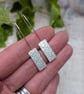 Sterling Silver Long Rectangle Earrings with Cracked Earth Pattern - JBJ1100