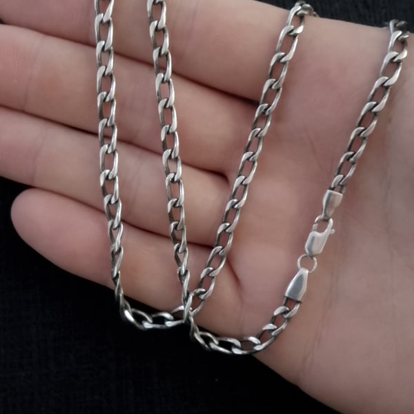 Handcrafted 4.5mm Sterling Silver Curb Chain