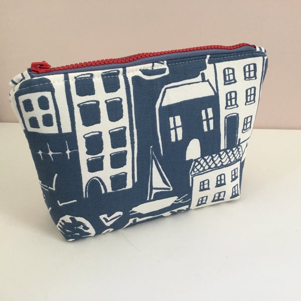 Padded Make Up Bag Coastal Design Fabric