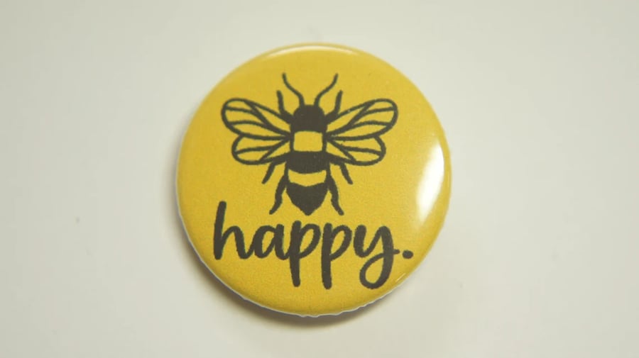 Bee Happy Button Badge