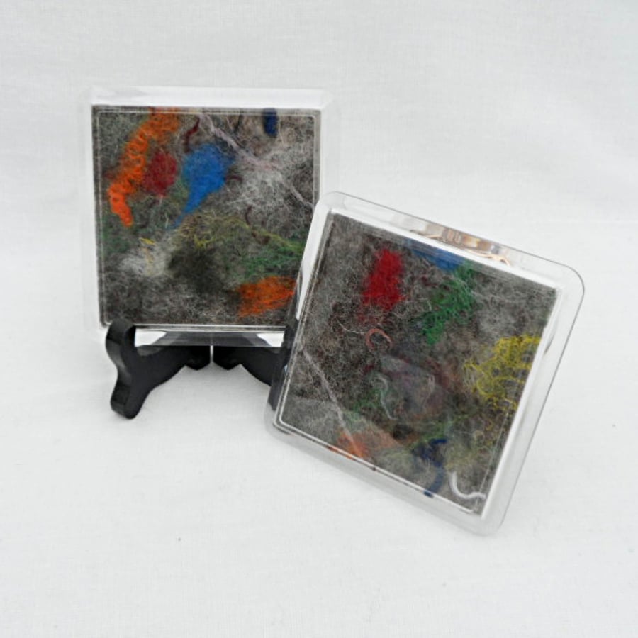 Coasters x 2 - acrylic with grey felt insert, Sale