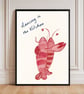 Dancing in the Kitchen Lobster Print - Quirky Kitchen Poster (Digital Download)