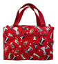 Large wash bag in cat  print, toiletries bag with handles and pocket.