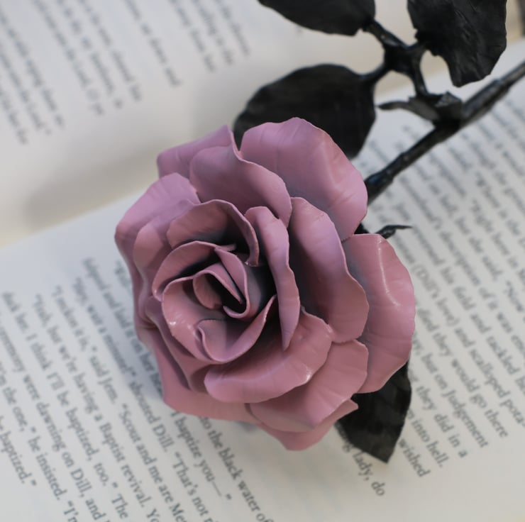 Pink Satin steel metal handmade rose, flower Sc... Folksy