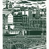 Sheffield City View No.7 A3 screen print (green-grey)