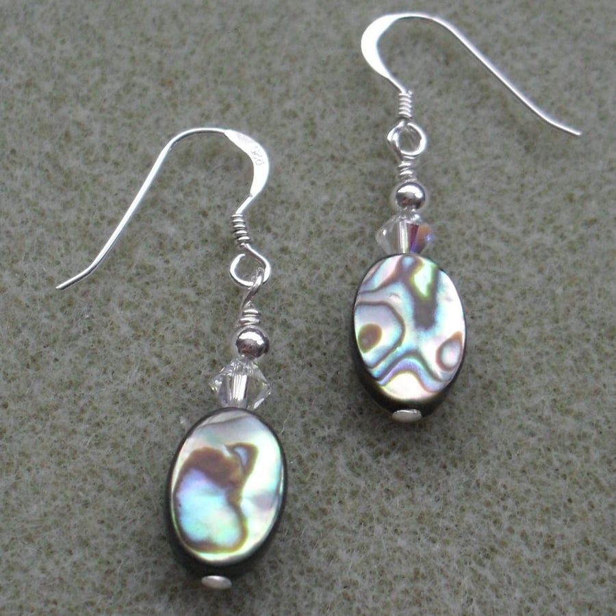 Abalone Shell and Crystals From Swarovski Earrings