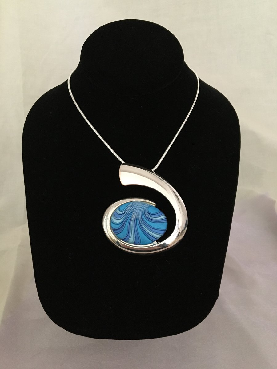 Large Wave Pendant in Bold Blues
