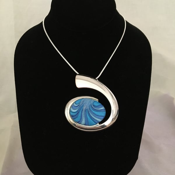 Large Wave Pendant in Bold Blues