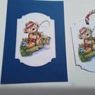 Handmade card and gift tag. Birthday card. Father's day card. Fishing. Ref 428