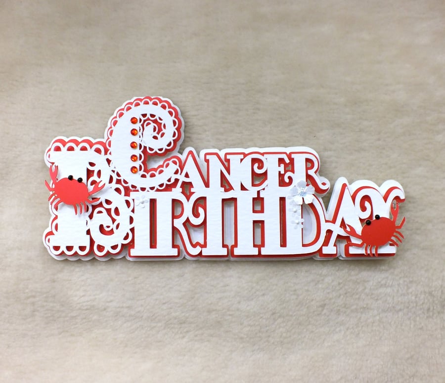 Luxury Handmade Zodiac Cancer Birthday Word Card