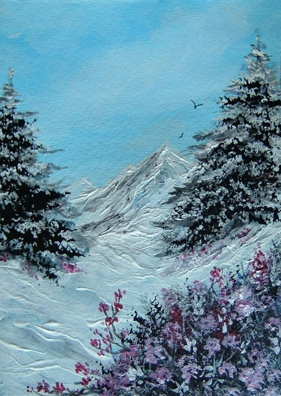 SALE ITEM Original art snowscene painting ( ref F 925)