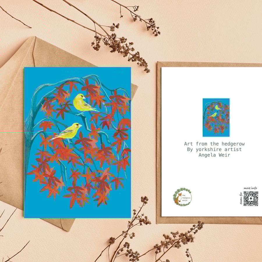 Blank garden bird card Greenfinch all occasions