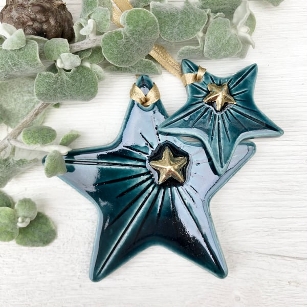 Duo ceramic star decoration