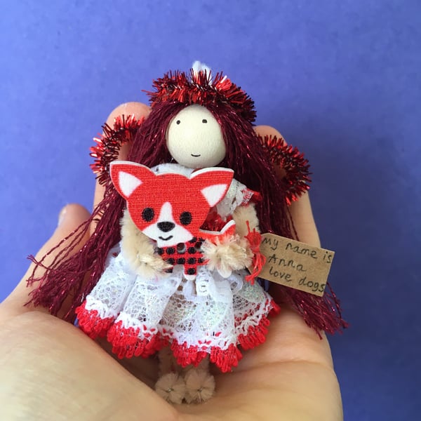 Tiny Red Fairy Doll Decoration, Decorative Fairy  