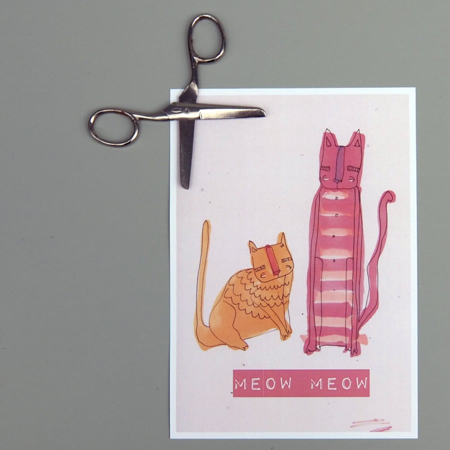 'Meow Meow'- scribbly kitties Artwork Poster Print