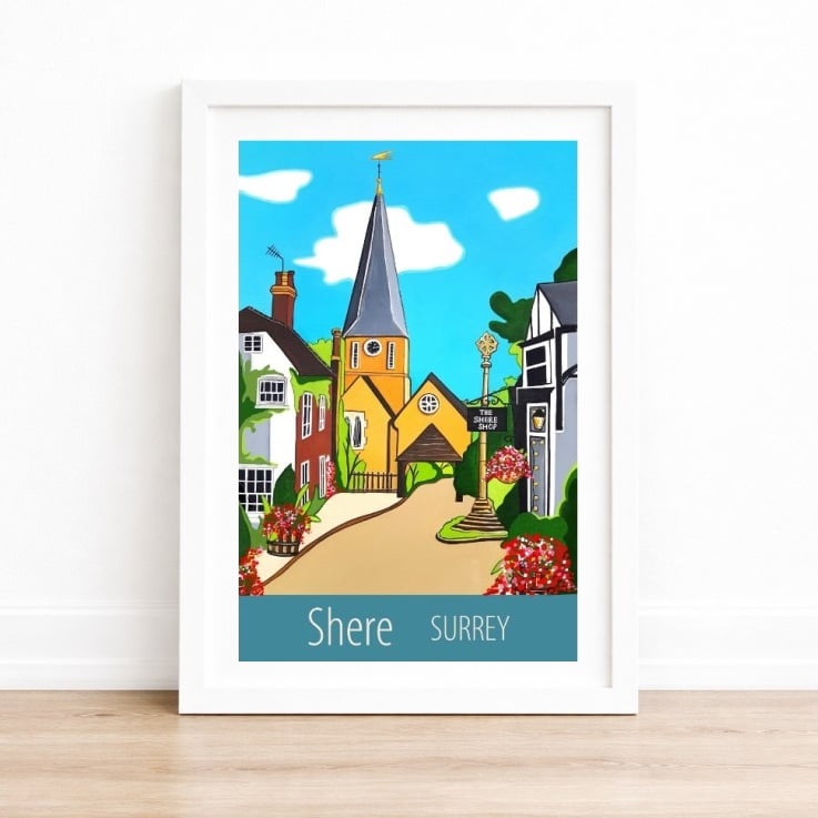 Shere, Surrey travel poster print by Susie West