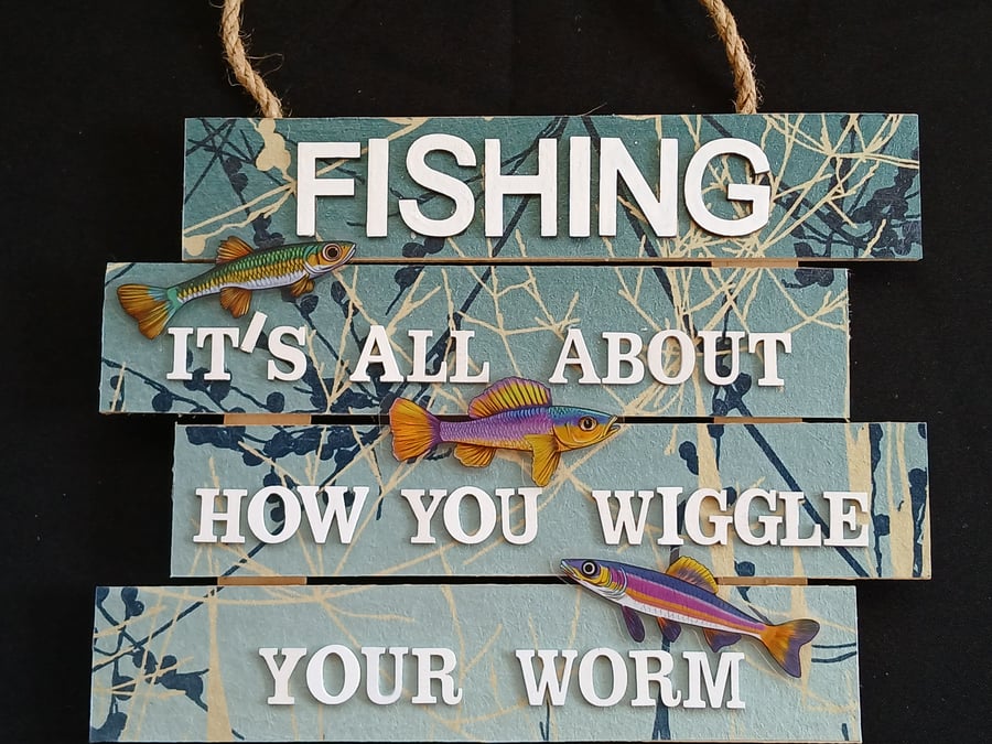 Hand decorated hanging wooden sign 