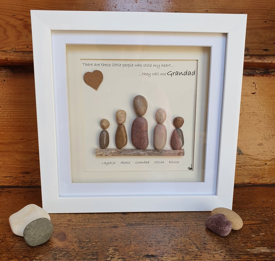 Personalised Grandchilden Grandparent Pebble Art 8"x8"