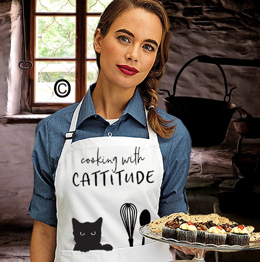 Cooking with Cattitude Cute Kitchen Apron for C... Folksy
