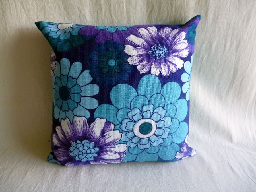 1970s vintage funky floral fabric cushion cover