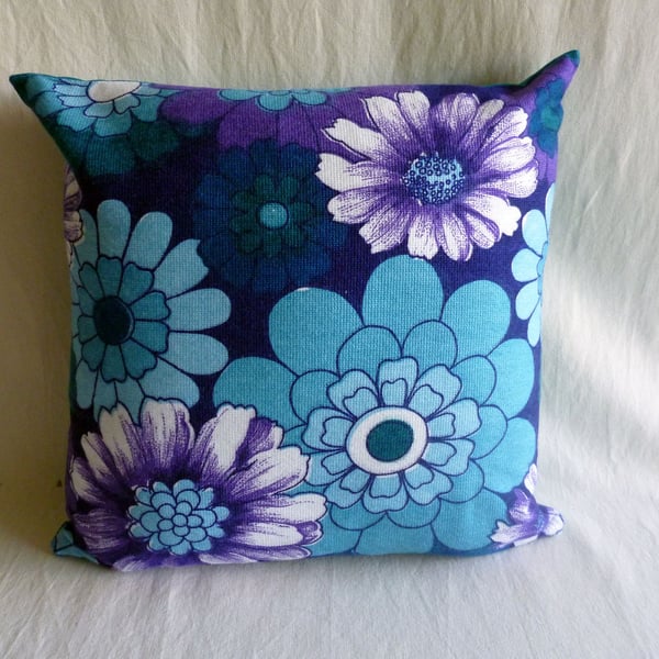 1970s vintage funky floral fabric cushion cover