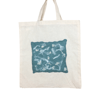 Shopping, tote bag with duck egg and white abstract felted panel - SALE