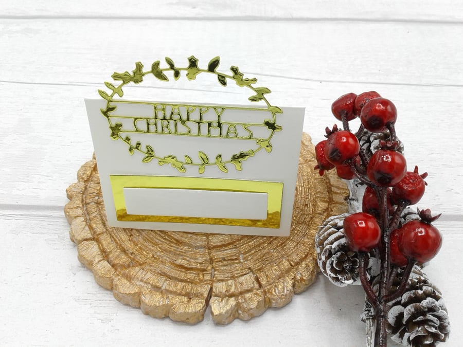 Christmas place settings. Set of 10 luxury Christmas place cards. Ivory and gold
