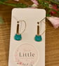 Turquoise Cat Face Hoop Earrings, Enamel Charms, Handmade Jewellery 