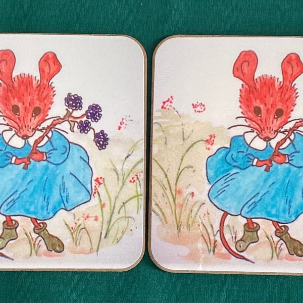  Mouse coasters,  Wooden coasters, Home decoration,Pair of drinks coasters 
