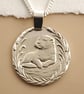 Otter Engraved Sterling Silver Coin Necklace