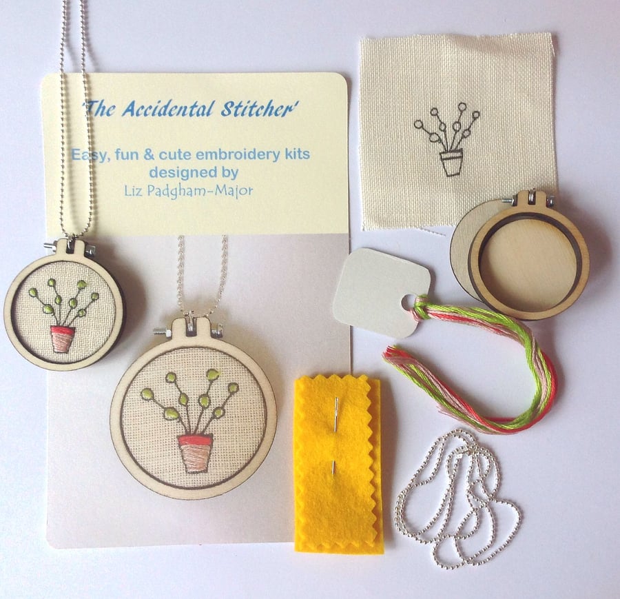  Plant Hand Embroidery Necklace Kit