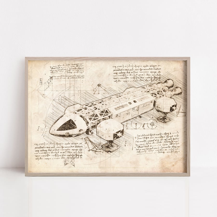 Space 1999 The Eagle Sepia Da Vinci Style print