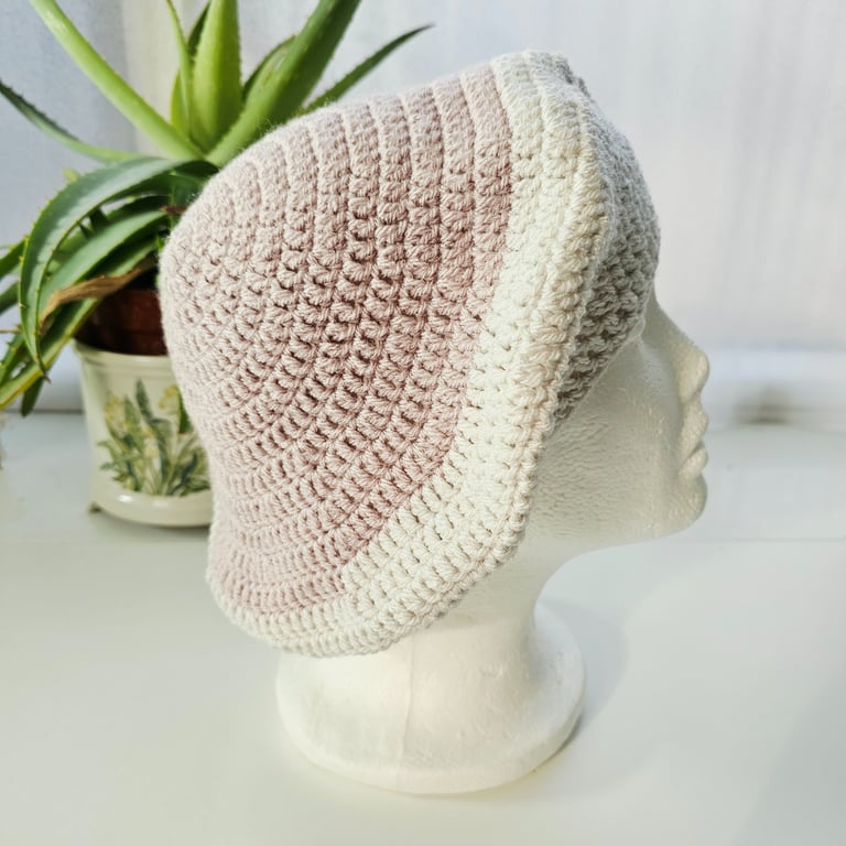 Beret Hat Pink Silver Two-tone